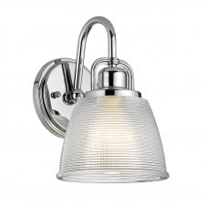 Wall Light Chrome Prismatic Clear Glass Shade