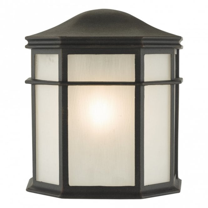 DULBECCO outdoor wall lantern in black with aged effect opal acrylic diffuser