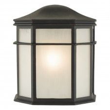 DULBECCO outdoor wall lantern in black with aged effect opal acrylic diffuser