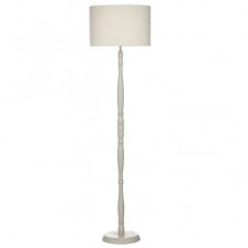 DUNLOP traditional wooden floor lamp with cream cotton shade