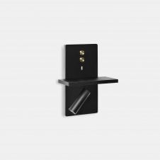 E-LAMP LED Wall Light in Metallic Black and Brass with USB Port and Switch