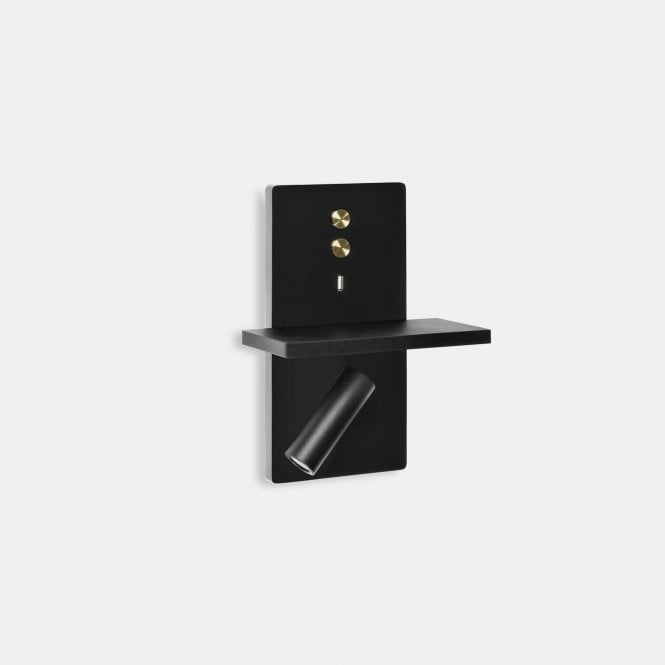 E-LAMP LED Wall Light in Metallic Black and Brass with USB Port and Switch