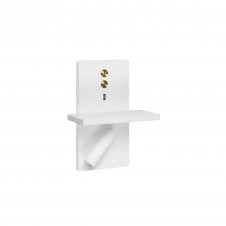 E-LAMP LED Wall Light in White and Brass with USB Port and Switch