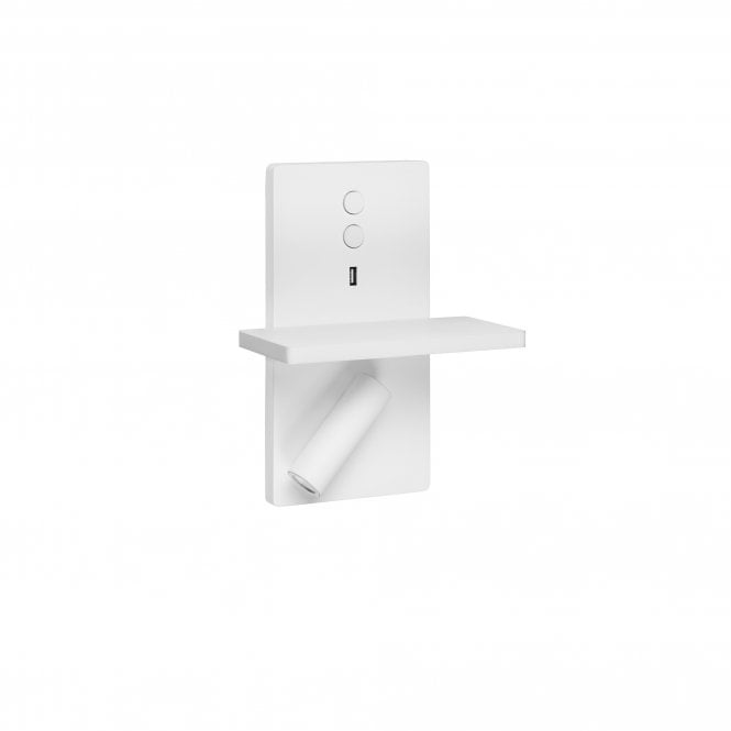 E-LAMP LED Wall Light in White with USB Port and Switch