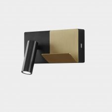 E-LAMP Mini LED Wall Light in Black and Matte Gold with USB Port and Switch
