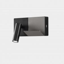 E-LAMP Mini LED Wall Light in Black and Satin Nickel with USB Port and Switch