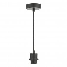 E27 Suspension Matt Black With Black Cable