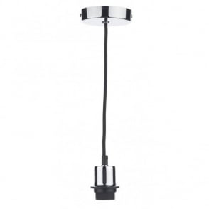 E27 Suspension in Polished Chrome with Black Cable