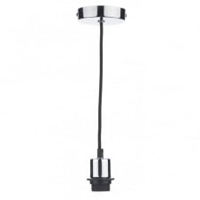 Chrome Pendant Light Suspension Set to Fit ES Bulbs, Black braid Cable