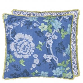 Eagle House Damask Cushion in Woad