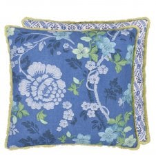Eagle House Damask Cushion in Woad