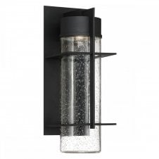 EAMES Large LED Wall Lantern in Black with Seeded Glass
