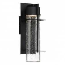 EAMES Medium LED Wall Lantern in Matte Black with Seeded Glass Shade