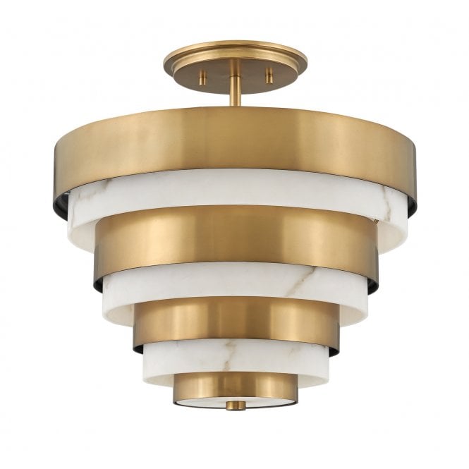ECHELON 3 Light Semi-flush Mount in Brass with Marble Effect