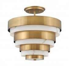 ECHELON 3 Light Semi-flush Mount in Brass with Marble Effect