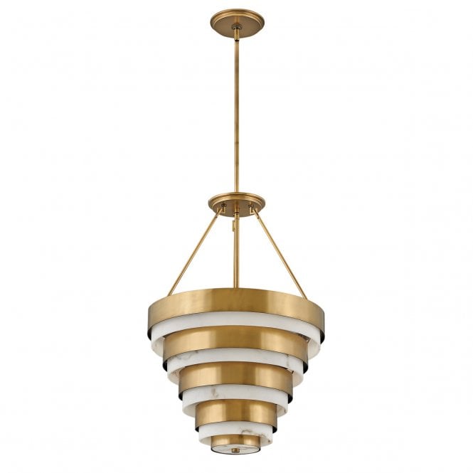 ECHELON 4 Light Multi-Tier Ceiling Pendant in Brass with Marble Effect