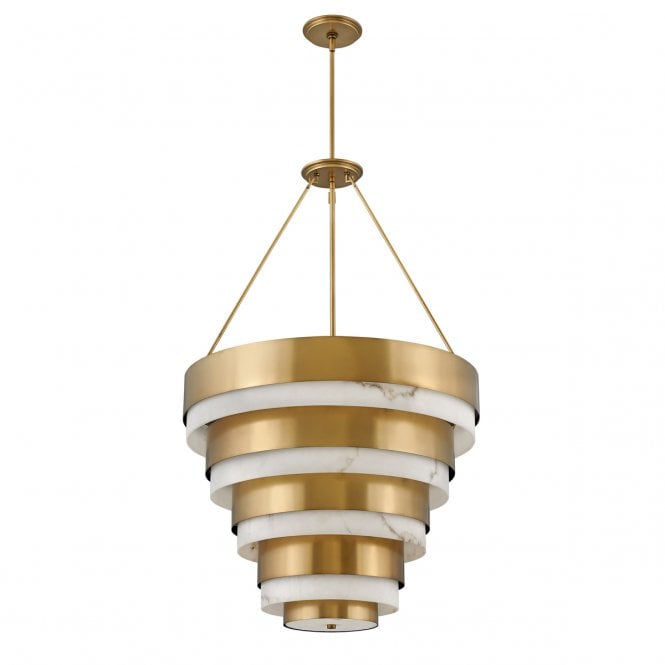 ECHELON 8 Light Multi-Tier Ceiling Pendant in Brass with Marbled Effect