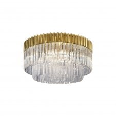 ECHELONS 12 Light Round Flush Ceiling Light in Brass with Crystal