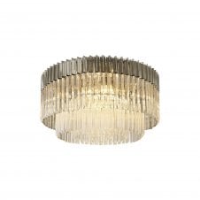 ECHELONS 12 Light Round Flush Ceiling Light in Polished Nickel and Crystal