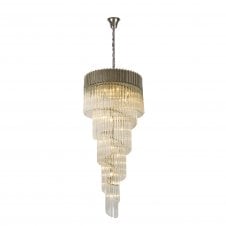ECHELONS 23 Light Spiral Ceiling Pendant in Nickel with Crystal