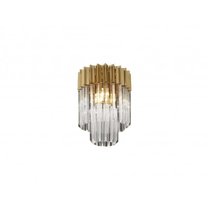 ECHELONS 3 Light Round Flush Ceiling Light in Brass with Crystal