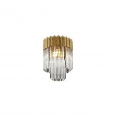 ECHELONS 3 Light Round Flush Ceiling Light in Brass with Crystal