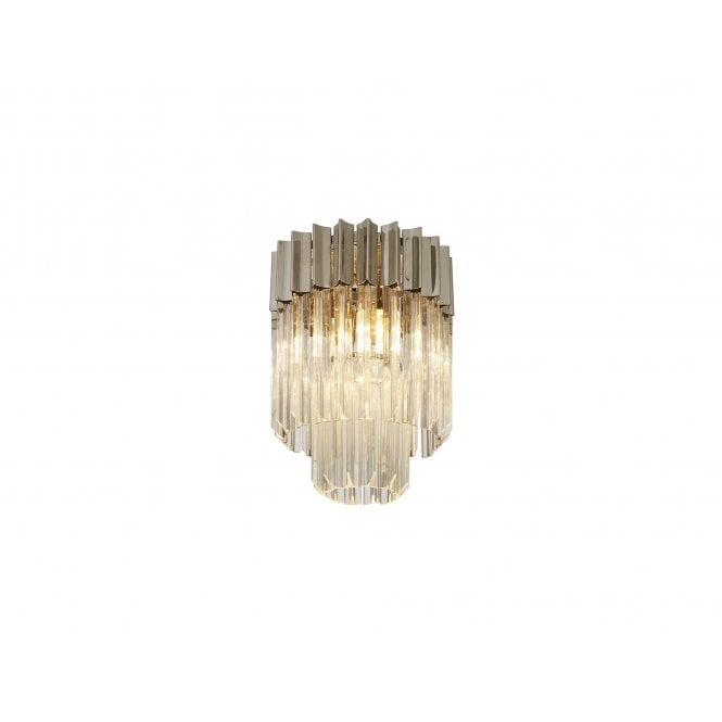 ECHELONS 3 Light Round Flush Ceiling Light in Polished Nickel and Crystal