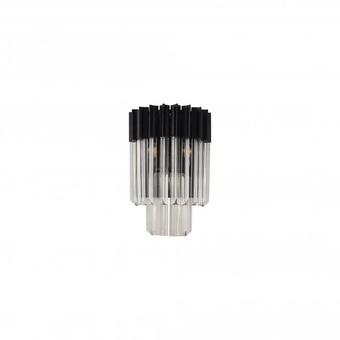 Echelons 3 Light Wall Light in Matt Black and Clear Sculpted Glass