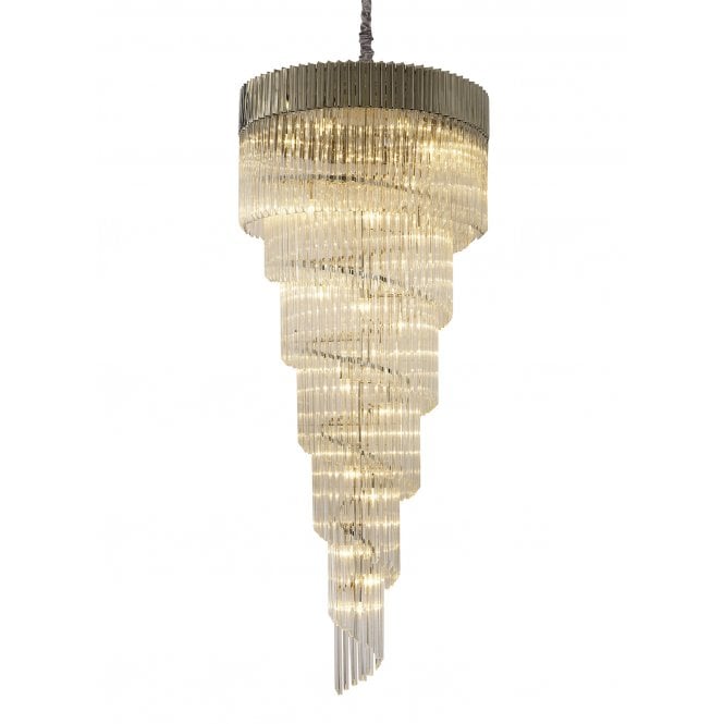 ECHELONS 31 Light Spiral Ceiling Pendant in Nickel with Crystal