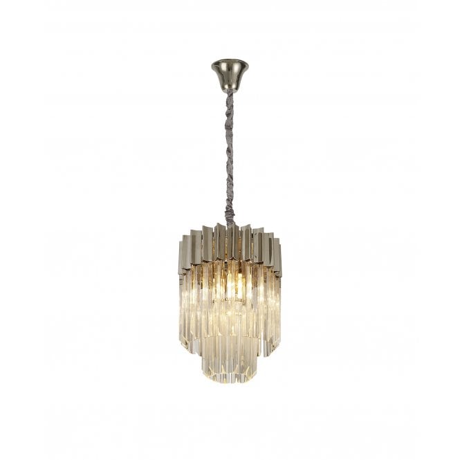 ECHELONS 4 Light Round Ceiling Pendant in Polished Nickel and Crystal