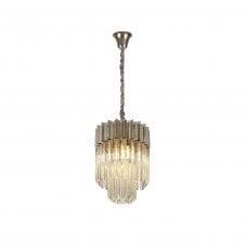 ECHELONS 4 Light Round Ceiling Pendant in Polished Nickel and Crystal