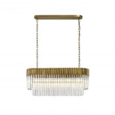 ECHELONS 5 Light Rectangle Ceiling Pendant in Brass with Crystal