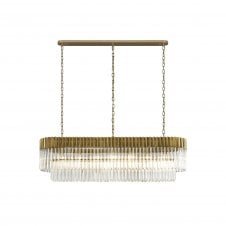 ECHELONS 7 Light Rectangle Ceiling Pendant in Brass with Crystal