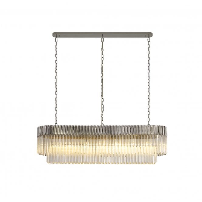 ECHELONS 7 Light Rectangle Ceiling Pendant in Nickel with Crystal