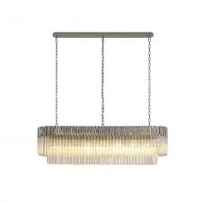 ECHELONS 7 Light Rectangle Ceiling Pendant in Nickel with Crystal