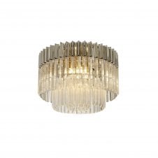ECHELONS 7 Light Round Flush Ceiling Light in Polished Nickel and Crystal