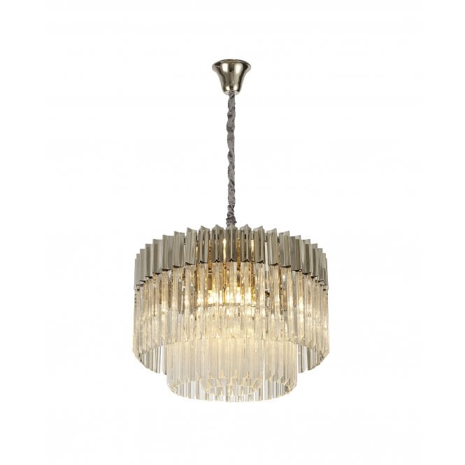 ECHELONS 8 Light Round Ceiling Pendant in Polished Nickel and Crystal