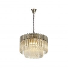 ECHELONS 8 Light Round Ceiling Pendant in Polished Nickel and Crystal