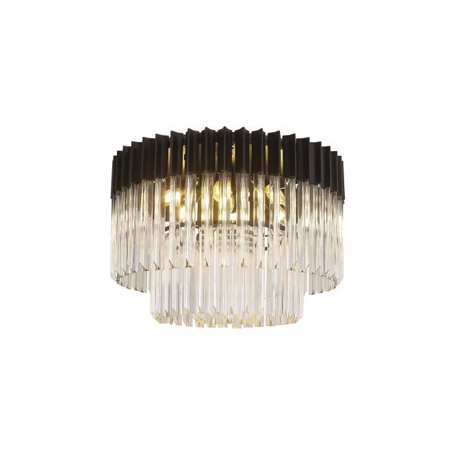 Echelons Ceiling Light | Matt Black and Clear Glass