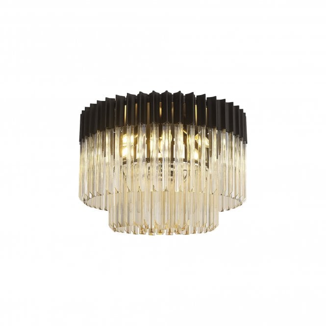 Echelons Ceiling Light | Matt Black and Cognac Glass
