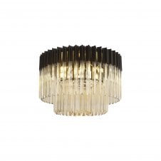 Echelons Ceiling Light | Matt Black and Cognac Glass