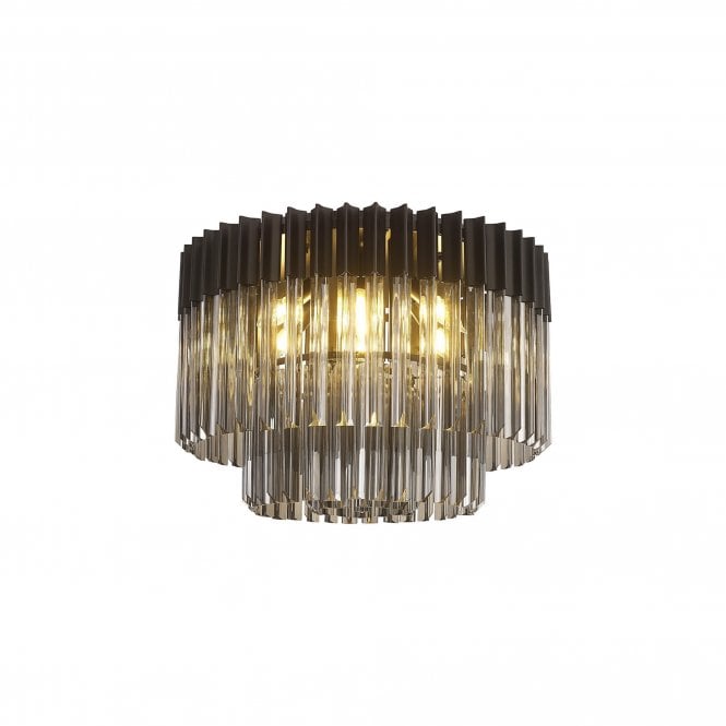Echelons Ceiling Light | Matt Black and Smoke Glass