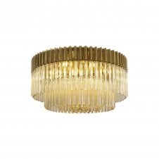 ECHELONS Ceiling Round 12 Light E14 | Brass Cognac Glass | Handcrafted