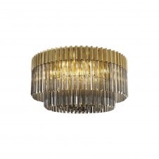 ECHELONS Ceiling Round 12 Light E14 | Brass Smoke Sculpted Glass | Handcrafted