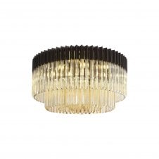 ECHELONS Ceiling Round 12 Light E14 | Matt Black And Cognac Glass | Handcrafted