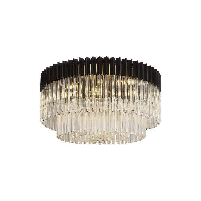 ECHELONS Ceiling Round 12 Light E14 | Matt Black Clear Glass| Handcrafted