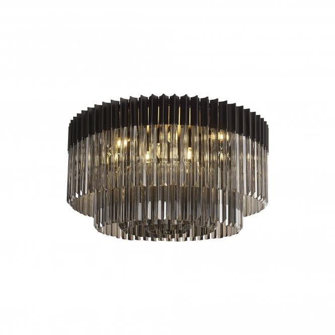 ECHELONS Ceiling Round 12 Light E14 | Matt Black Smoke Glass | Handcrafted