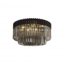 ECHELONS Ceiling Round 12 Light E14 | Matt Black Smoke Glass | Handcrafted