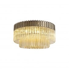 ECHELONS Ceiling Round 12 Light E14 | Polished Nickel/Cognac Glass | Weight: 28.7kg | Handcrafted