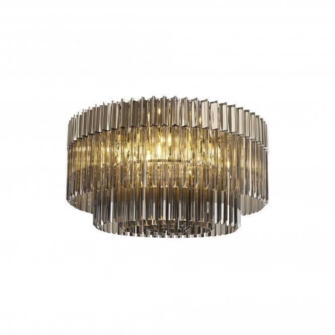 ECHELONS Ceiling Round 12 Light E14 | Polished Nickel/Smoke Glass | Handcrafted